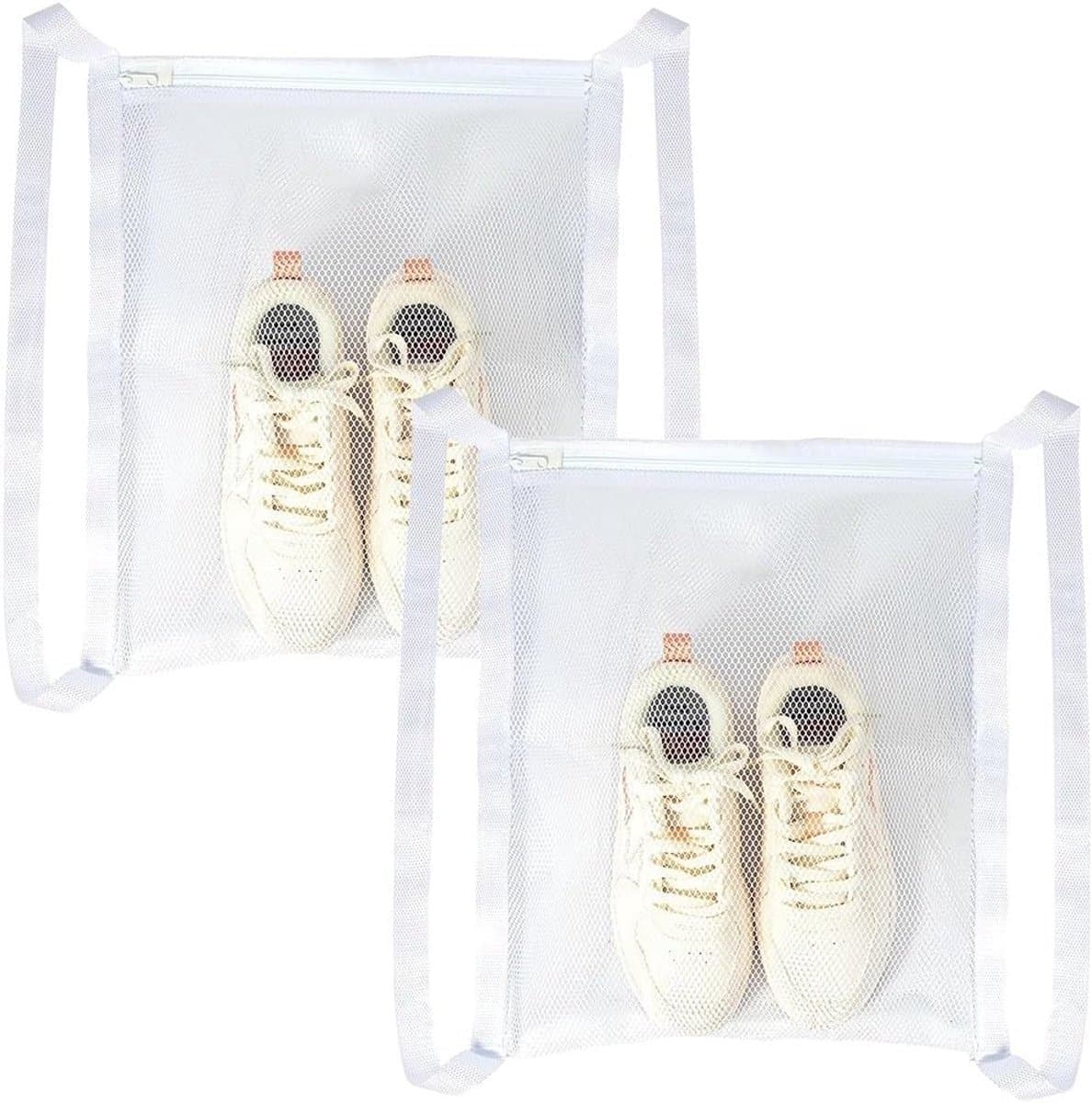 Schoenwaszakken set van 2 - Duurzaam mesh materiaal - Met rits - Perfect voor sneakers - ShopVlot