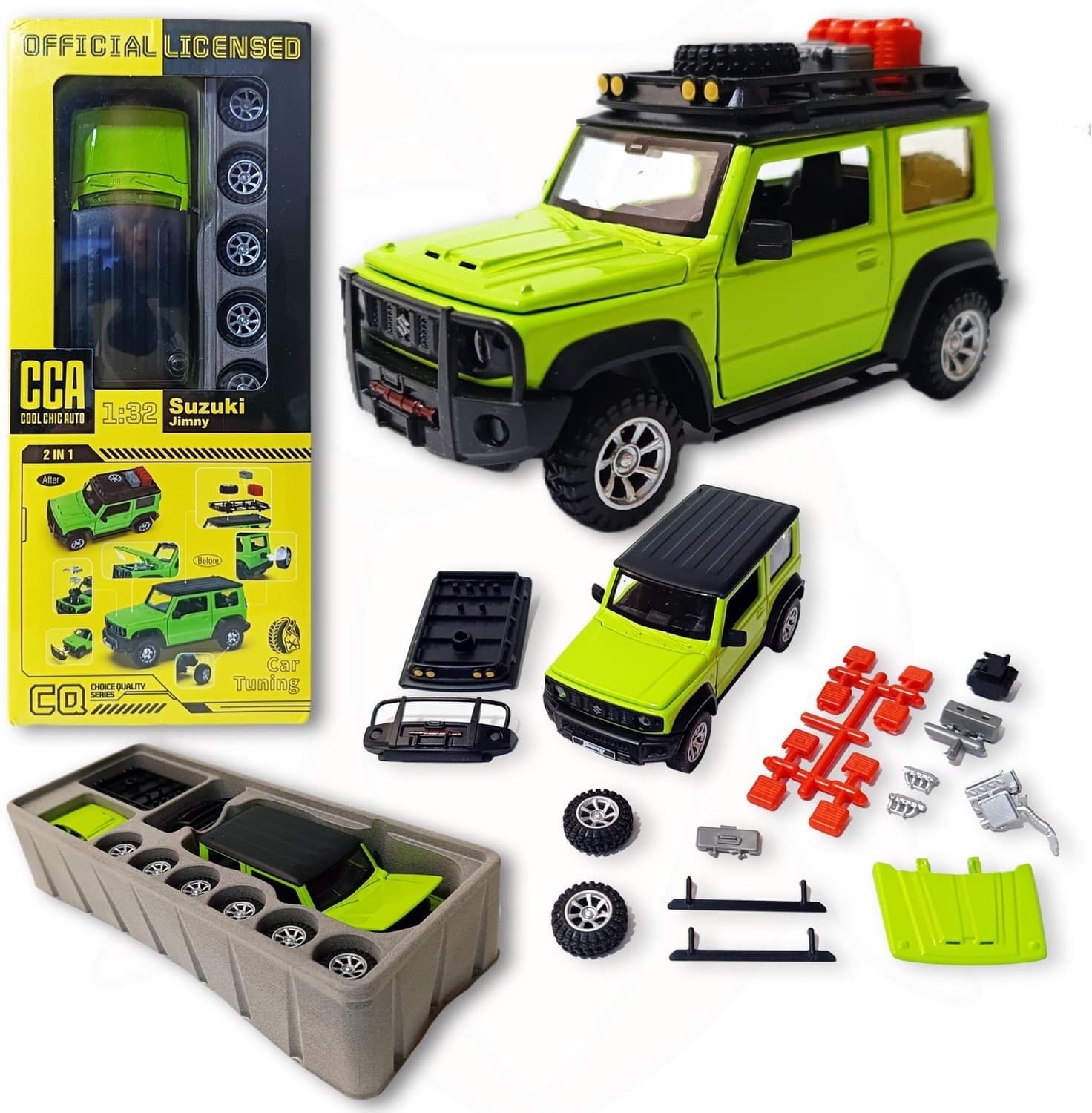 Merkloos Tuning Auto Model 1:32 Groen - DIY Modificatie Kit