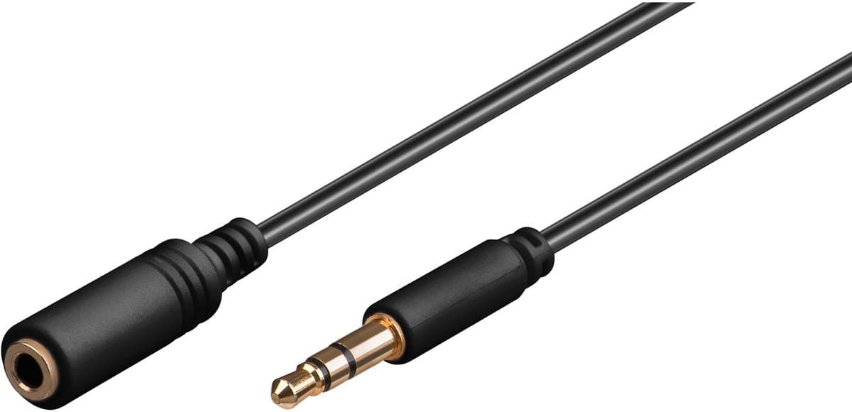 3,5mm Jack stereo audio slim verlengkabel / zwart - 0,50 meter