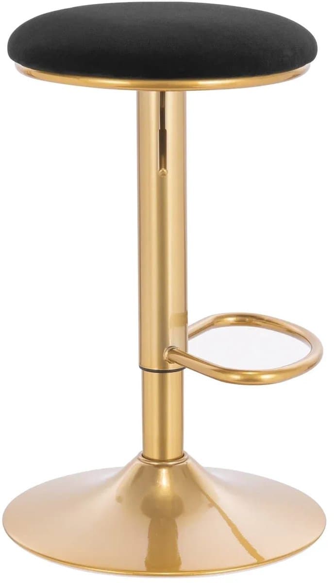 Klarven® Barkrukken set van 2 Zwart - In hoogte verstelbaar 61-82 cm, 360 graden draaibaar - Fluwelen zitting, Draagvermogen 120 kg - Zitdiameter Ø 36 cm