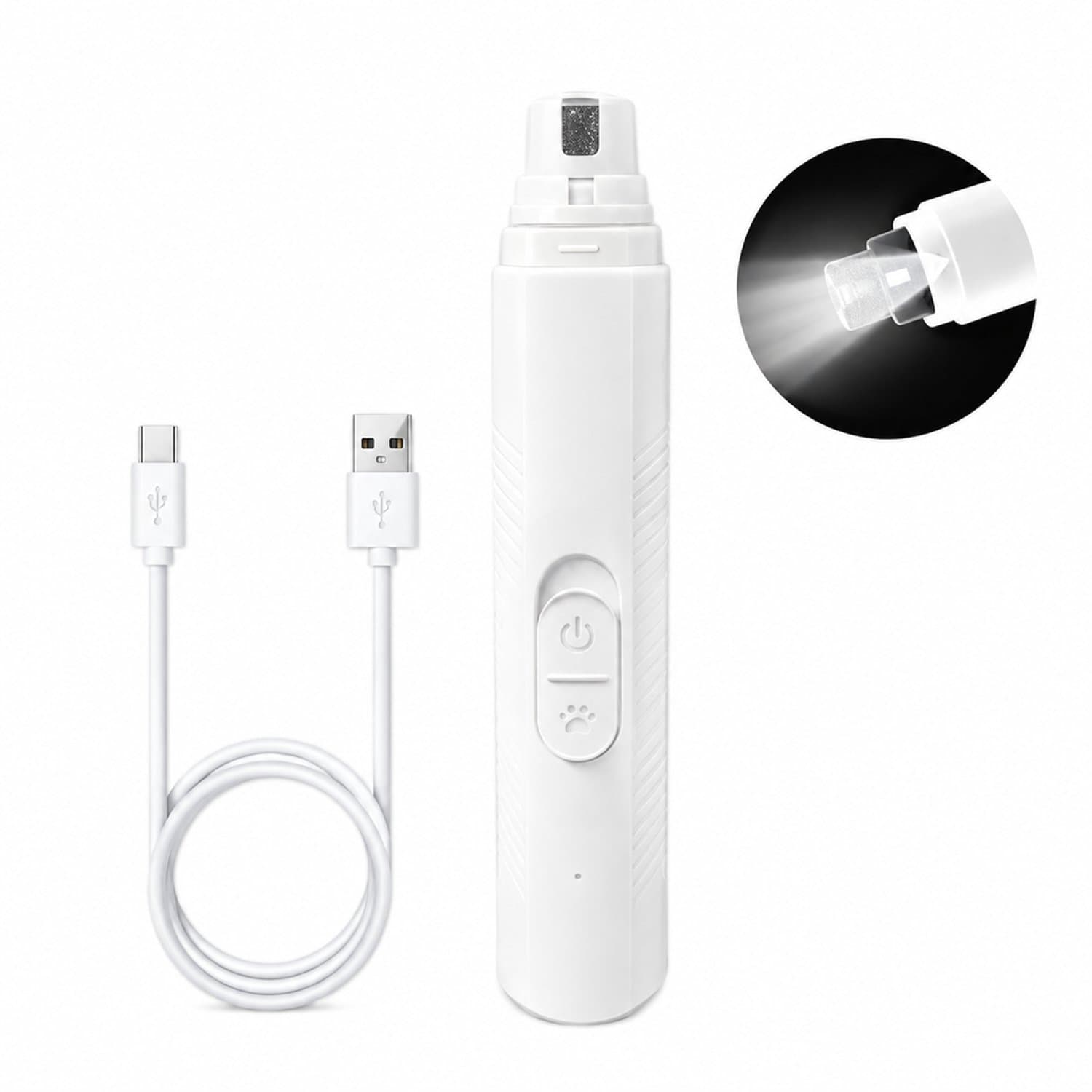 Elektrische nageltrimmer - voor honden en katten - 7500 RPM - USB-oplaadbaar - wit