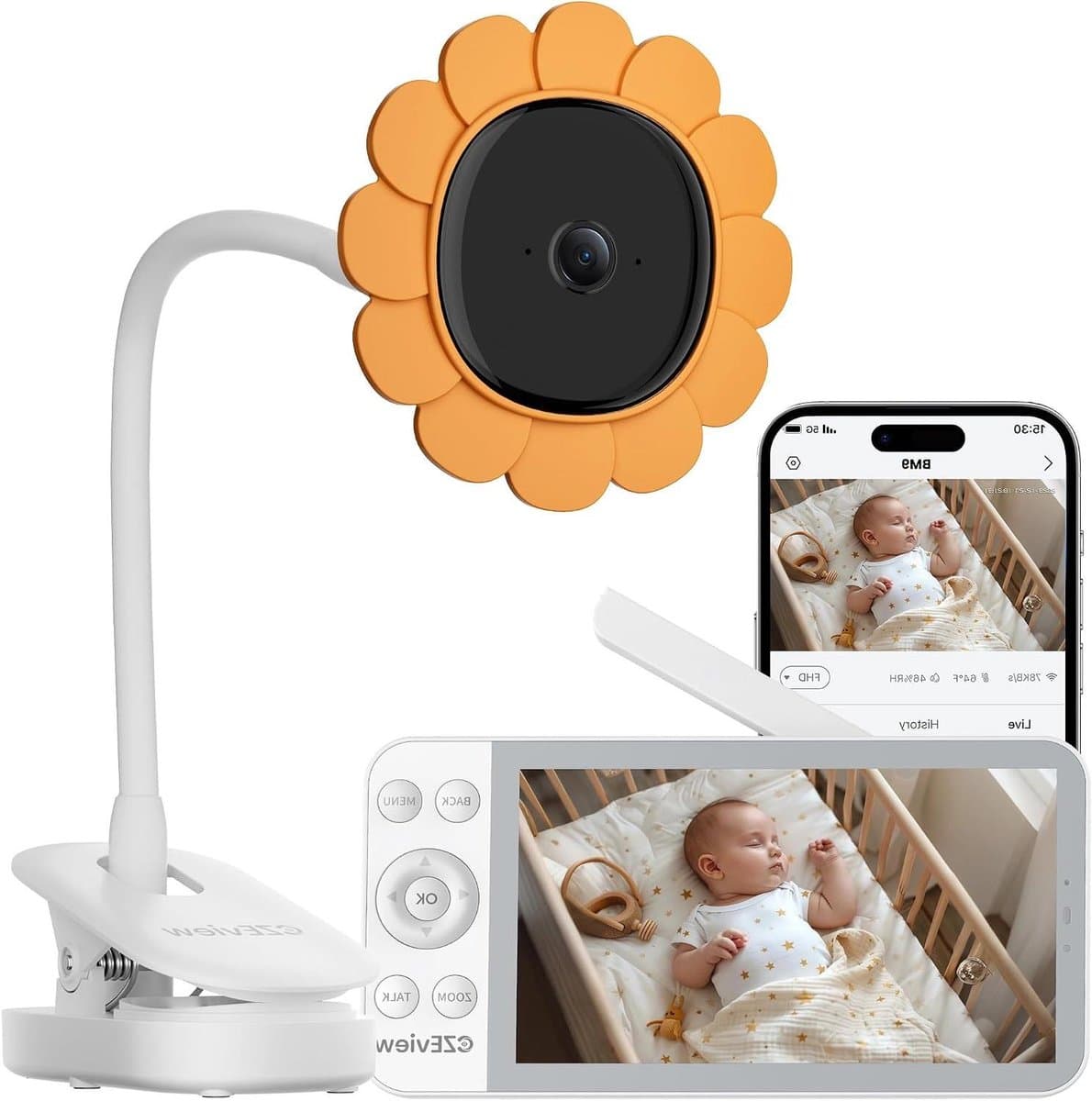 Babyfoon met camera - Video baby monitor - Kind in de gaten - 5.5 inch scherm - Lokaal zonder wifi