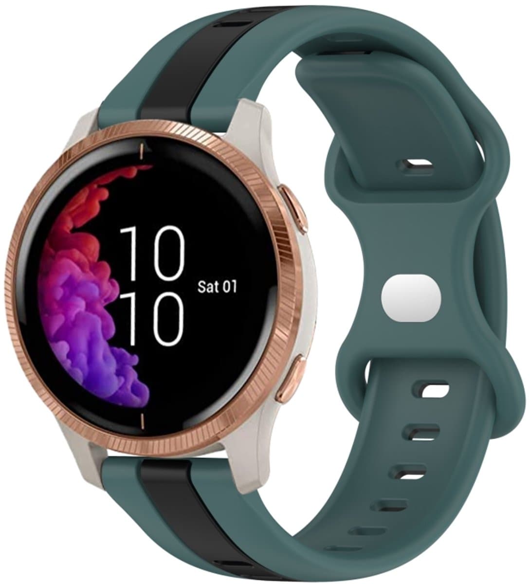 Voor Garmin Venu 20 mm vlindergesp tweekleurige siliconen horlogeband (groen + zwart)