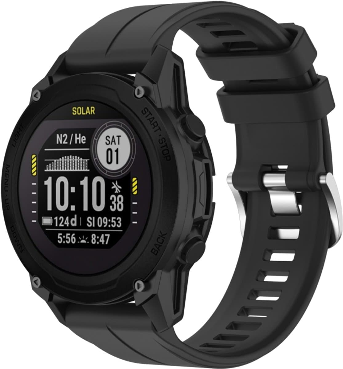 Voor Garmin Descent G1 22 mm siliconen sporthorlogeband (zwart)