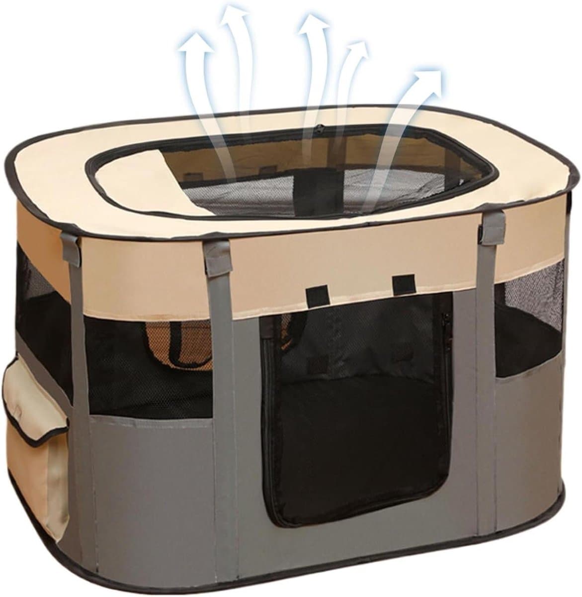 Kitten Tent - Honden Ren - Veilig Verblijf - Ademend Mesh - 70x55x40cm - Grijs