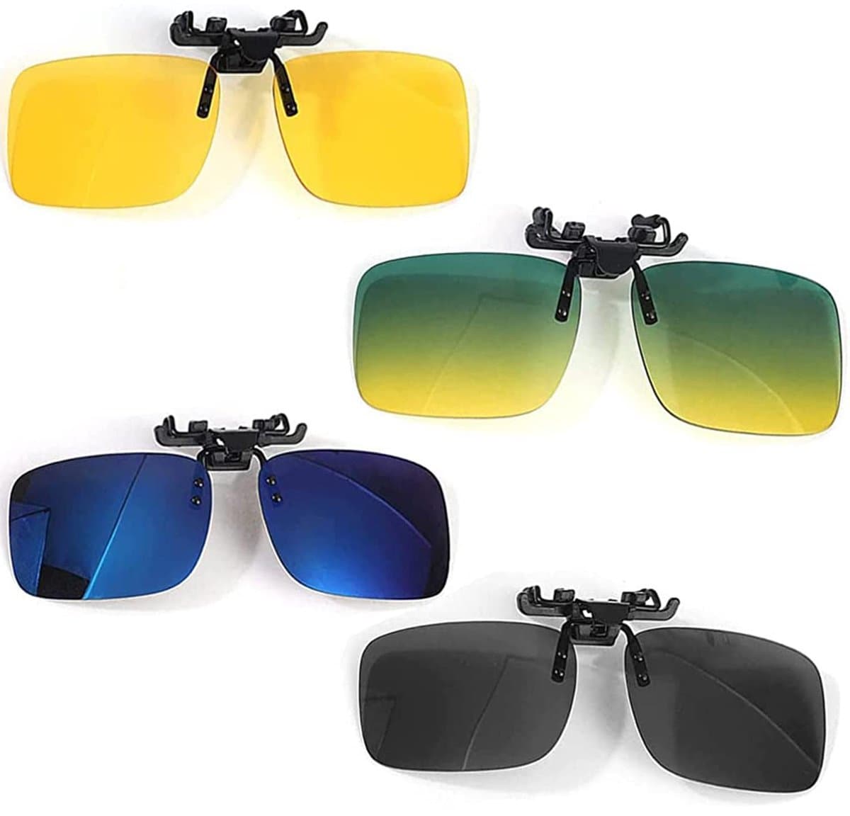 Dailygoods- Gepolariseerde Brilclip - 4 Stuks - HD Lens - Verblindingvrij - Geschikt voor Bijziendheid - Lichtgewicht en Duurzaam - Zonnebril