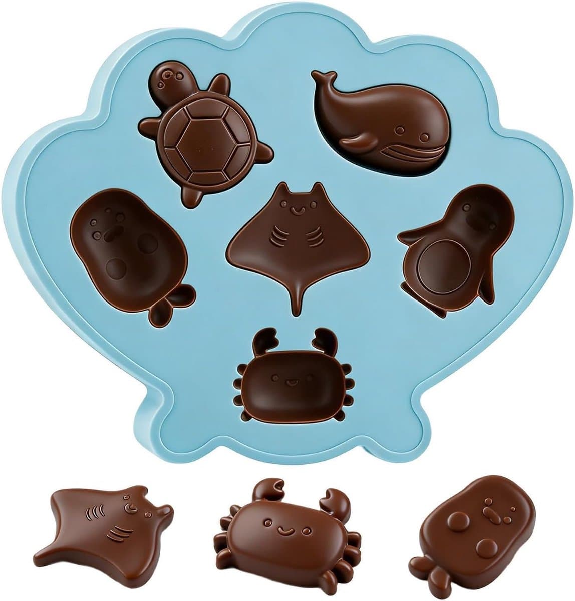 Siliconen ijsbakjes - Herbruikbare diepvriesvorm - Drankjes verrijken - Leuk dierenontwerp - 17 x 14.2 cm - Blauw