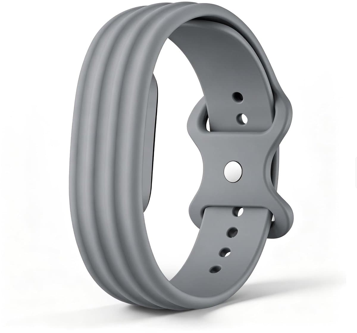 SolidKeus - Sport Siliconen Horlogeband voor Fitbit Air (maat L, lichtgrijs)