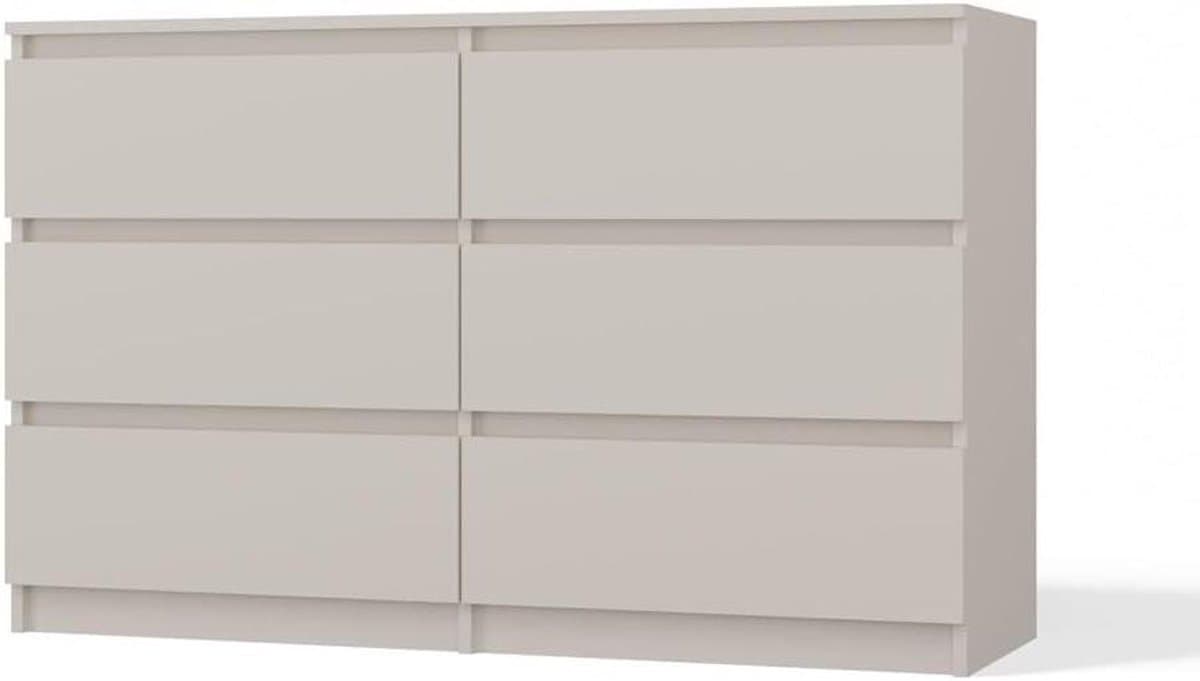 Kast met laden - Commode opberger - Opbergen van spullen - 6 soepele lades - 120 cm breed - Kasjmier beige