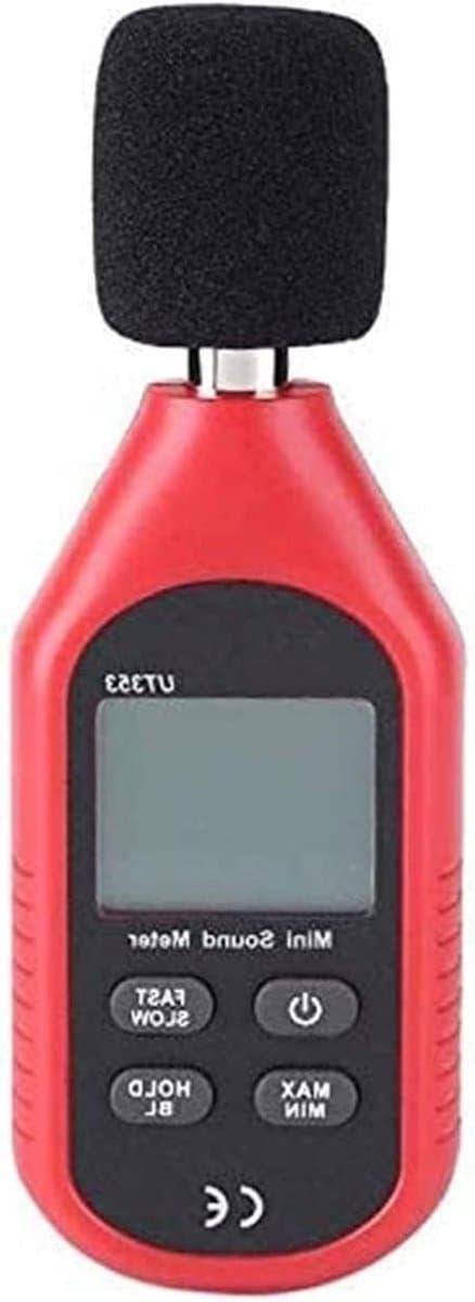Decibel Meter - Geluidsmeter Geluidsmonitor - Geluidsniveaus Meten - Min Max Functie - 30-130 dB - Rood