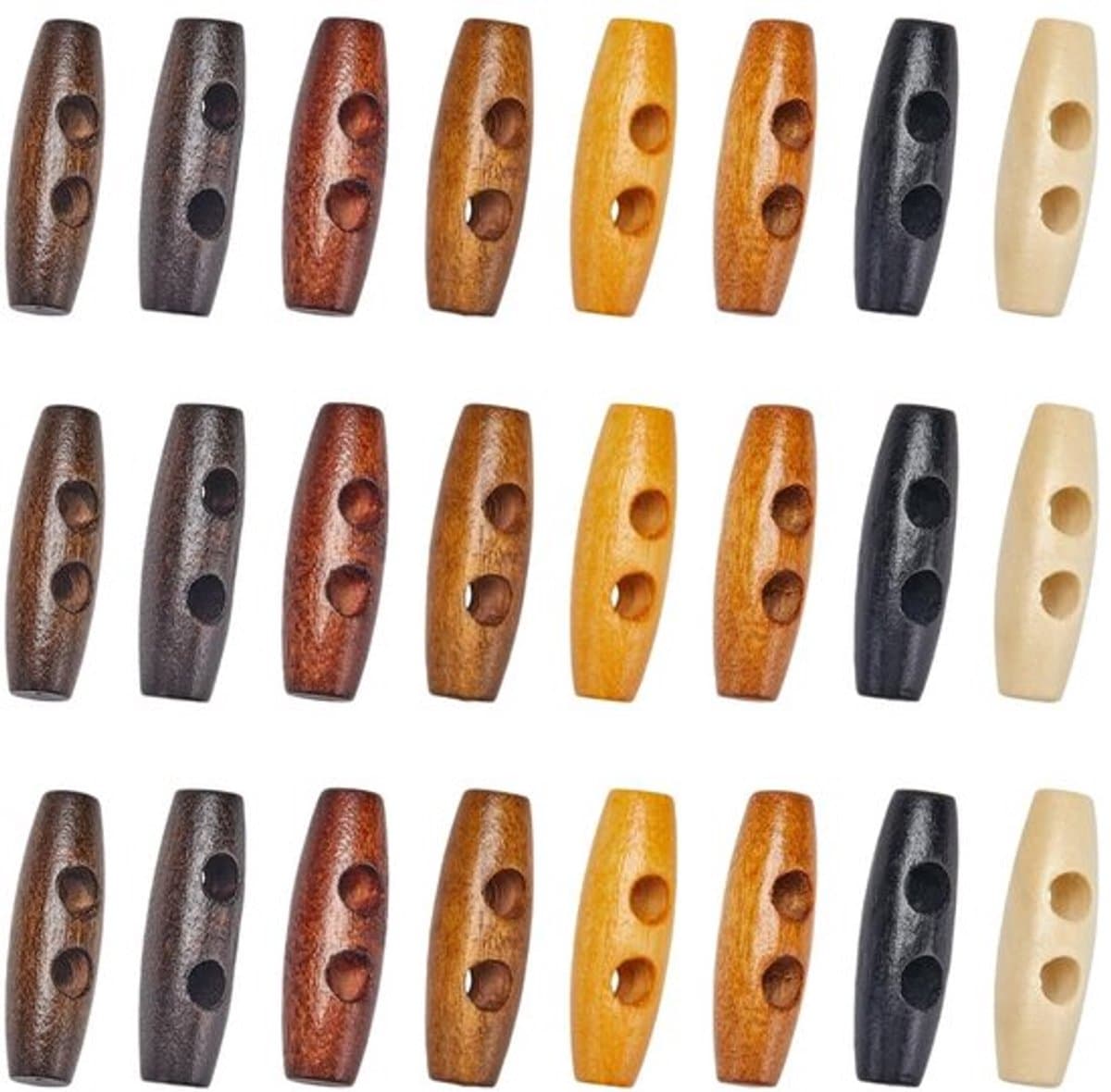 Onf3 - 80 Stuks - Ovale Houten Knoppen - 30mm Lang - Naaien