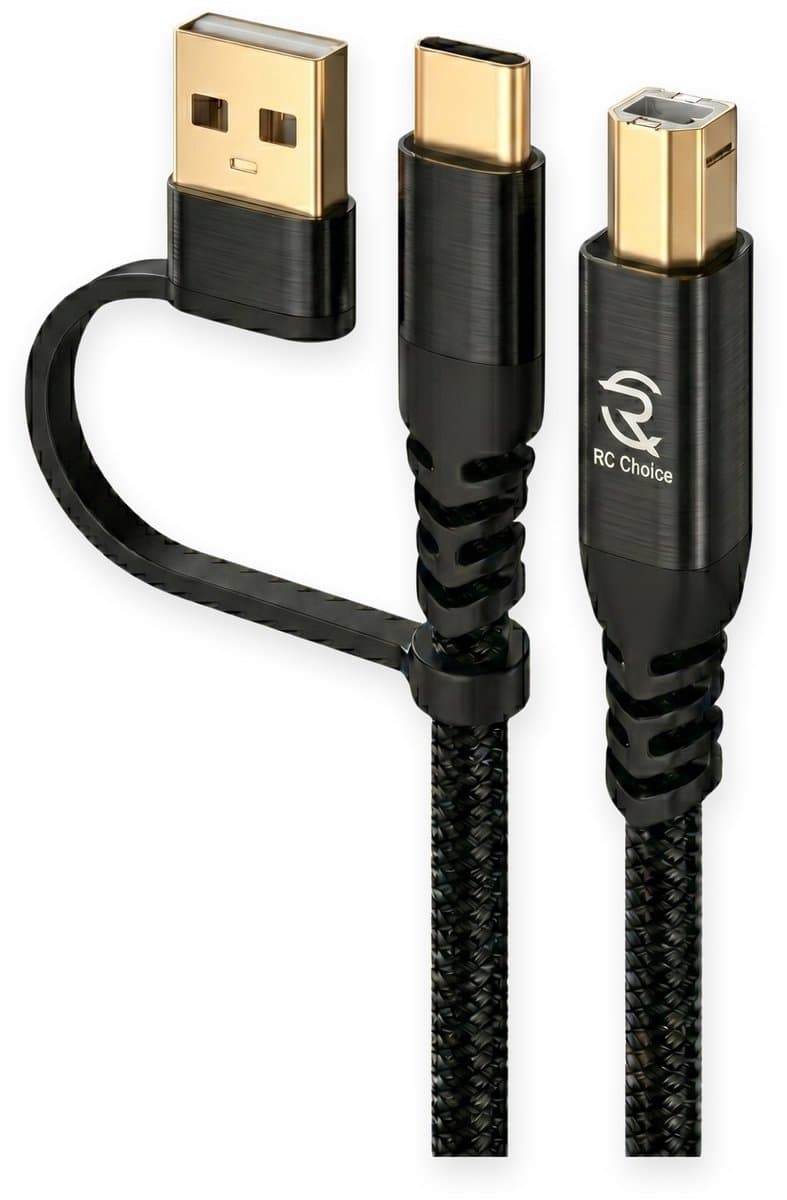 USB C en USB A naar USB B Printerkabel - USB 2.0 - 1 Meter - Sterk en Flexibel Nylon