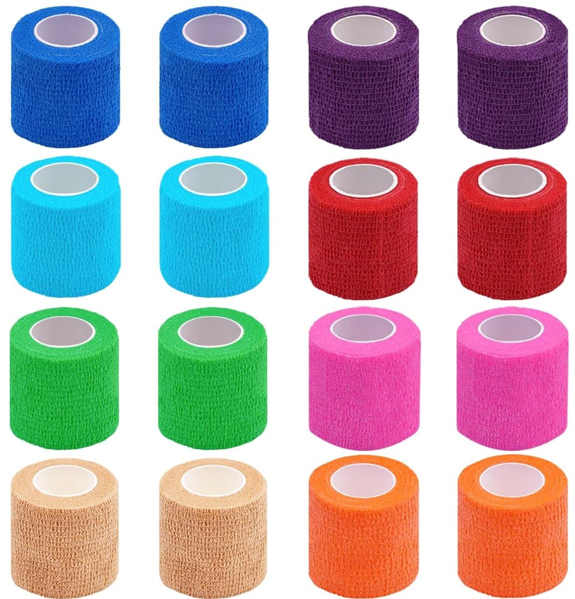 COOAU Zelfklevend verband – 16 rollen van 5 cm – Cohesief verbandmateriaal – Elastisch en zelfklevend voor sport en eerste hulp – Dierengeneeskundige wikkel voor honden en paarden – Fixerend verband – Zelfklevend verband