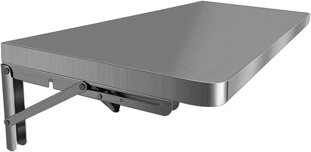 Klaptafel Roestvrij Staal - Wandtafel Opklapbaar - Ruimte Besparen - Afgeronde Hoeken - 40x30cm - Zilver
