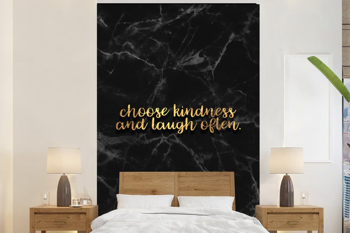 Behang - Fotobehang Quotes - Spreuken - Goud - Marmer - Breedte 200 cm x hoogte 300 cm