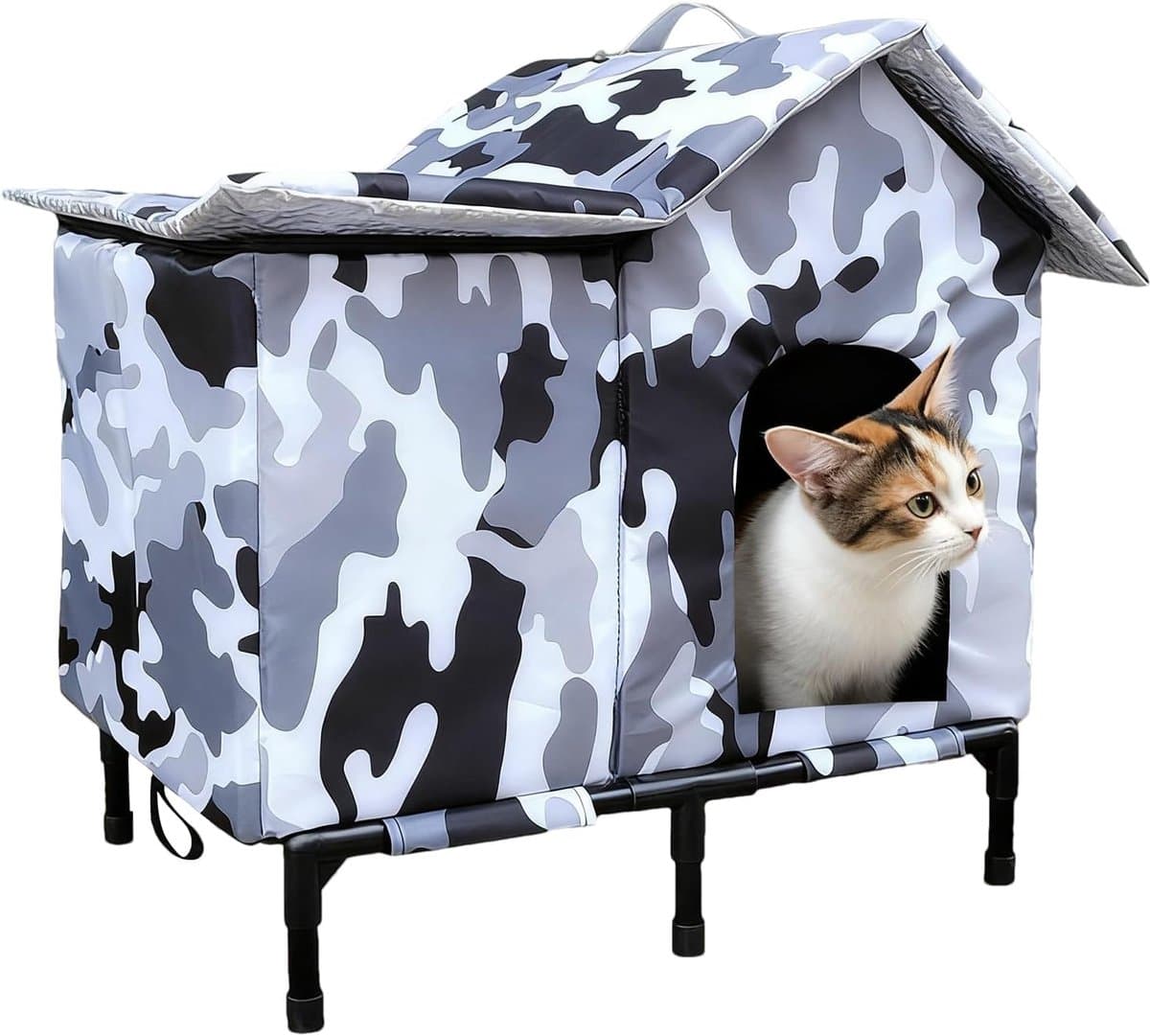 Kattenhuis Buiten - Dierenverblijf Warm - Bescherming Huisdieren - Waterdicht Winddicht - 48 x 33 x 53 cm - Gemengde Kleuren