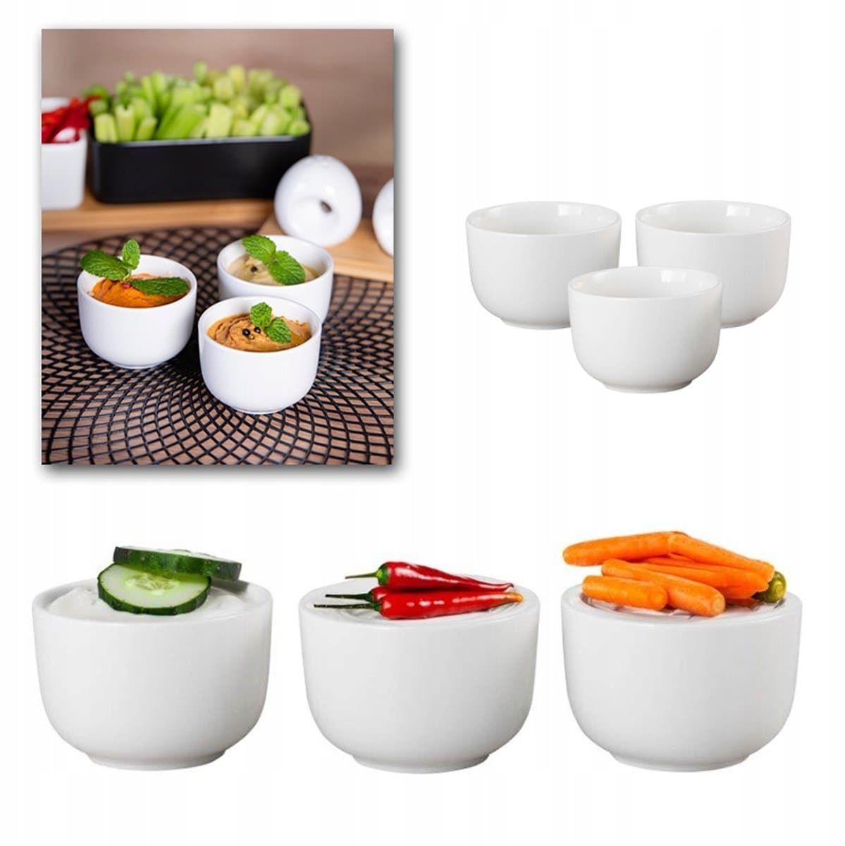 RONNIE Porseleinen Saladecomen Set - 3 stuks, Wit