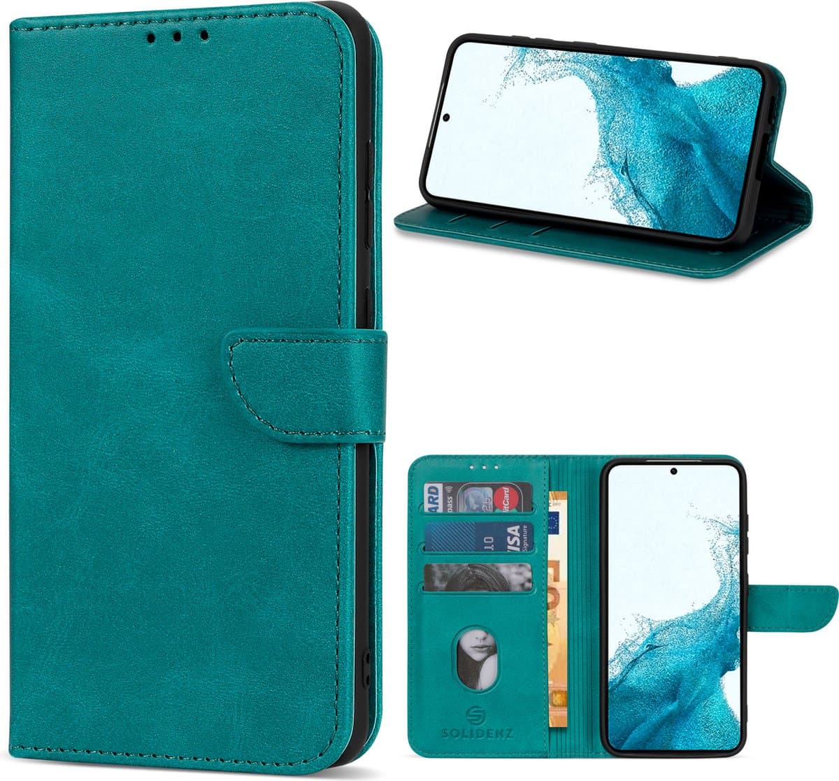 Geschikt Voor Samsung Galaxy S23 FE Hoesje - Solidenz Bookcase S23 FE - Telefoonhoesje S23 FE - S23 FE Case Met Pasjeshouder - Cover Hoes - S23FE - Blauw
