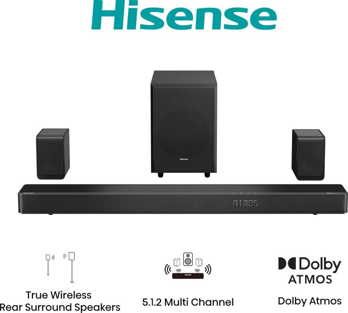 Hisense AX5125H soundbar luidspreker Zwart 5.1.2 kanalen 500 W