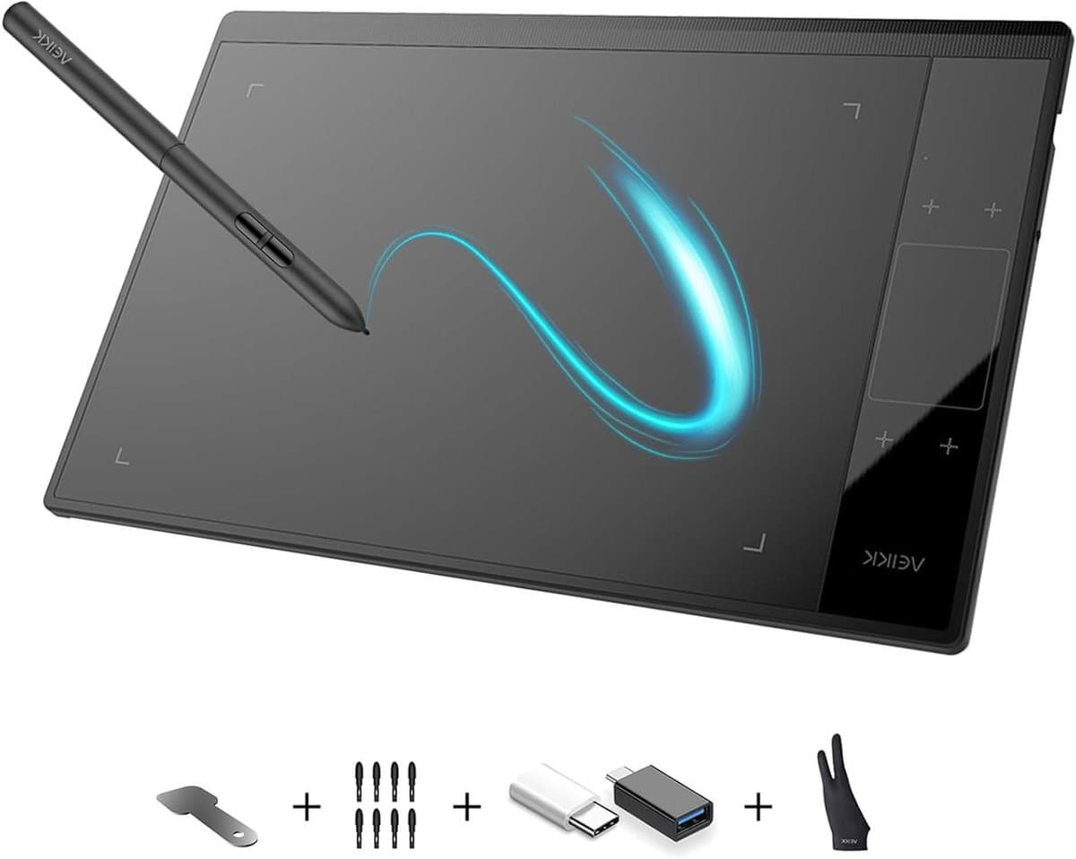 Tekentablet - Grafisch Tablet - Digitaal Tekenen - 8192 Drukniveaus - 10x6 Inch - Zwart