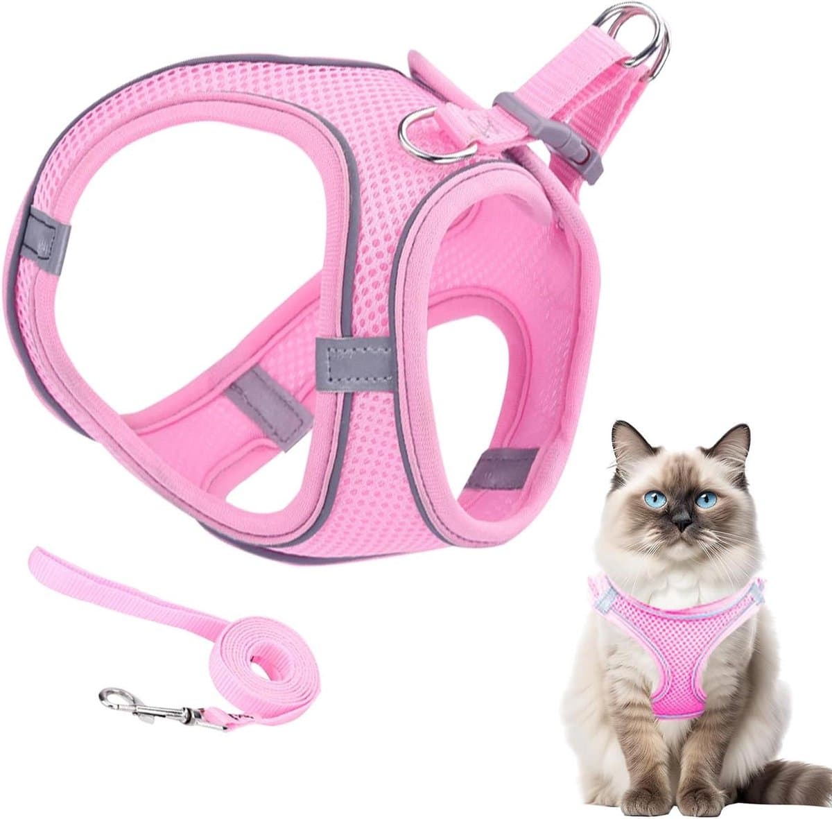 Katten Tuigje - Veiligheidsharnas Kat - Outdoor Avontuur - Uitbraakbestendig Ontwerp - Maat Large - Roze