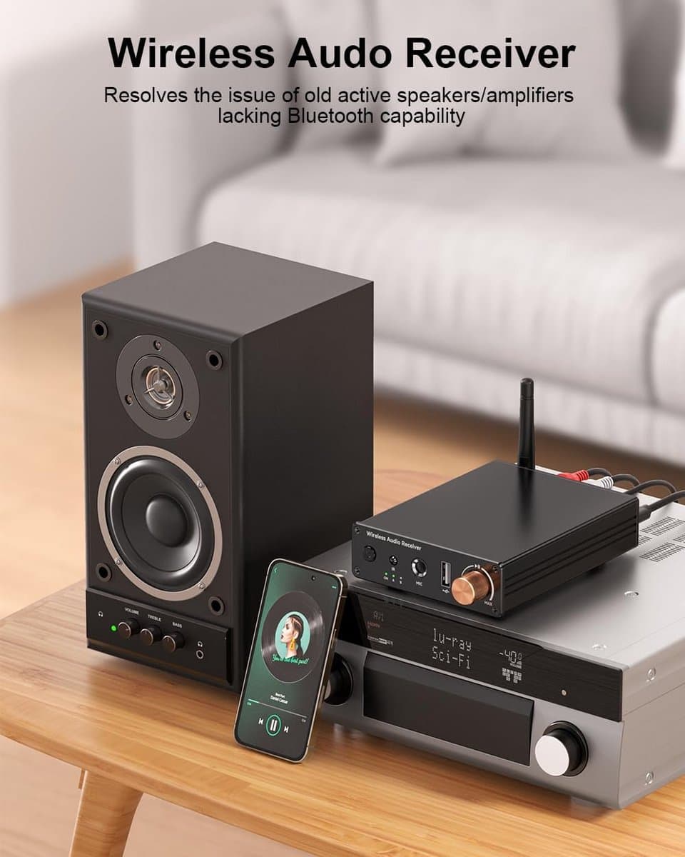 Draadloze Audio Ontvanger - Muziek Streamer - Oude Speakers Upgraden - Bluetooth 6.0 Chip - 3.5mm Jack - Zwart