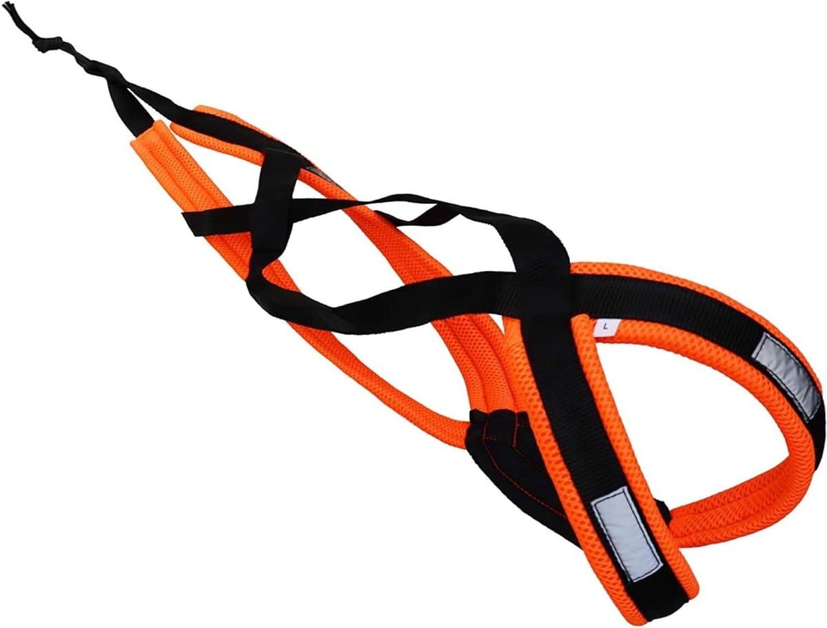 Hondentuig - Trekharnas X Back - Hondensport Activiteiten - Gelijkmatige Drukverdeling - XX-Large - Zwart Neonorange