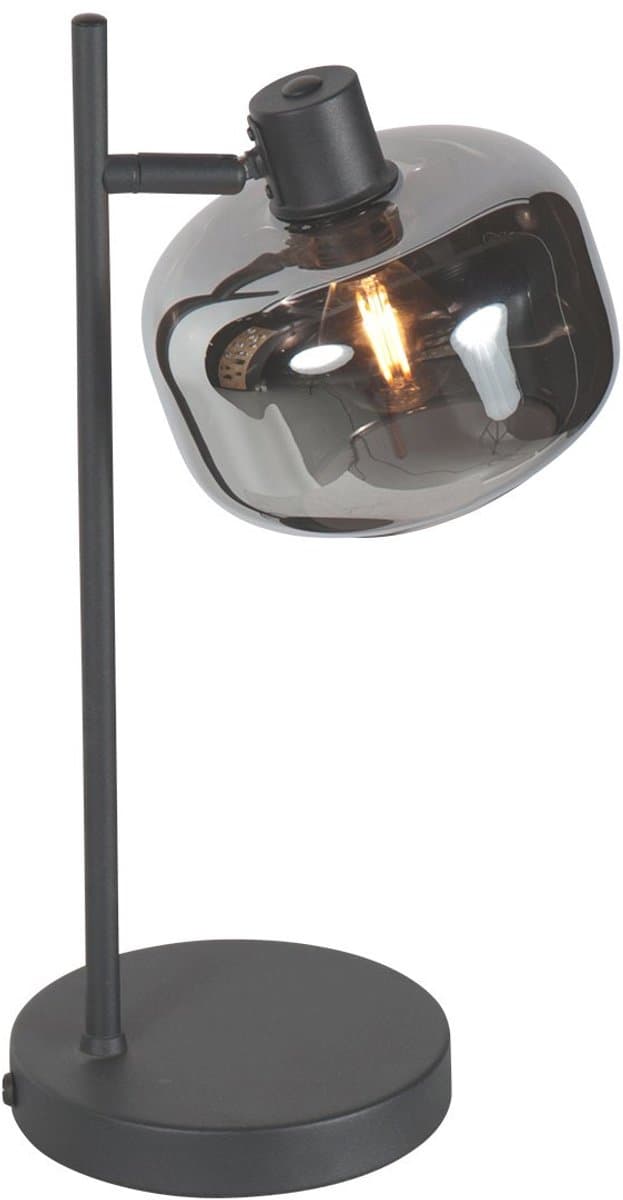 Zwarte Tafellamp Tenebris 4212ZW - 39 cm Hoog, Kantelbaar, Stijlvol Design van Mexlite - Materiaal: Glas, Metaal, Elektronica