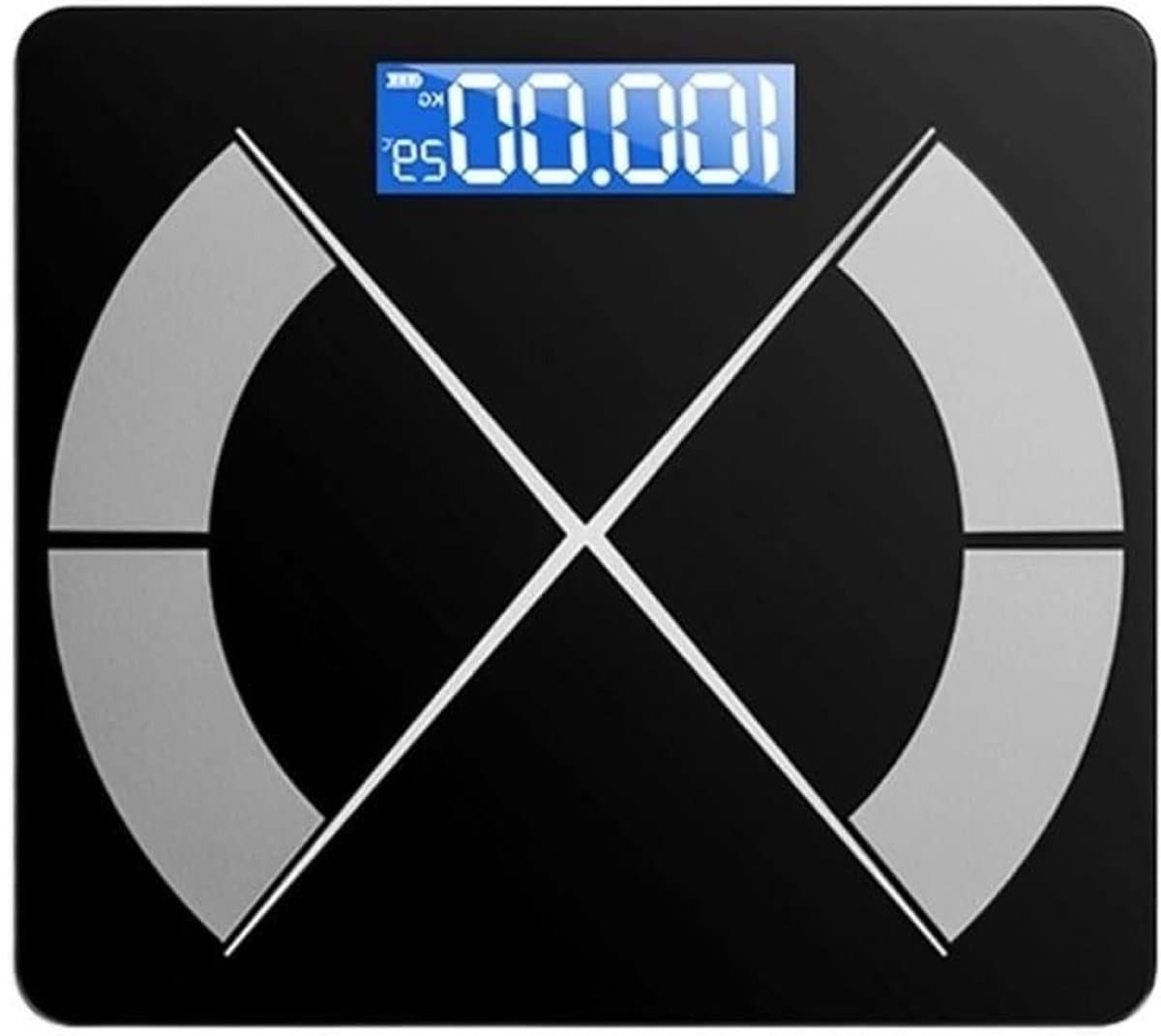 Digitale Personenweegschaal - Lichaamsweegschaal Badkamerweegschaal - Gezondheid Monitoren - Gehard Glas Platform - 29x26 cm - Zwart