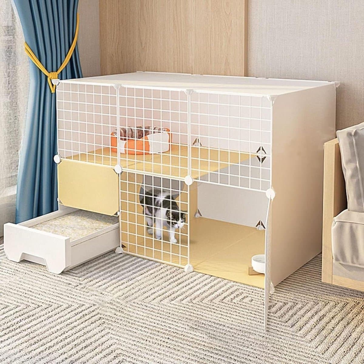 Kattenkooi - Dierenverblijf - Veilig Huisdieren - Modulair Ontwerp - 111 x 49 x 75 cm - C