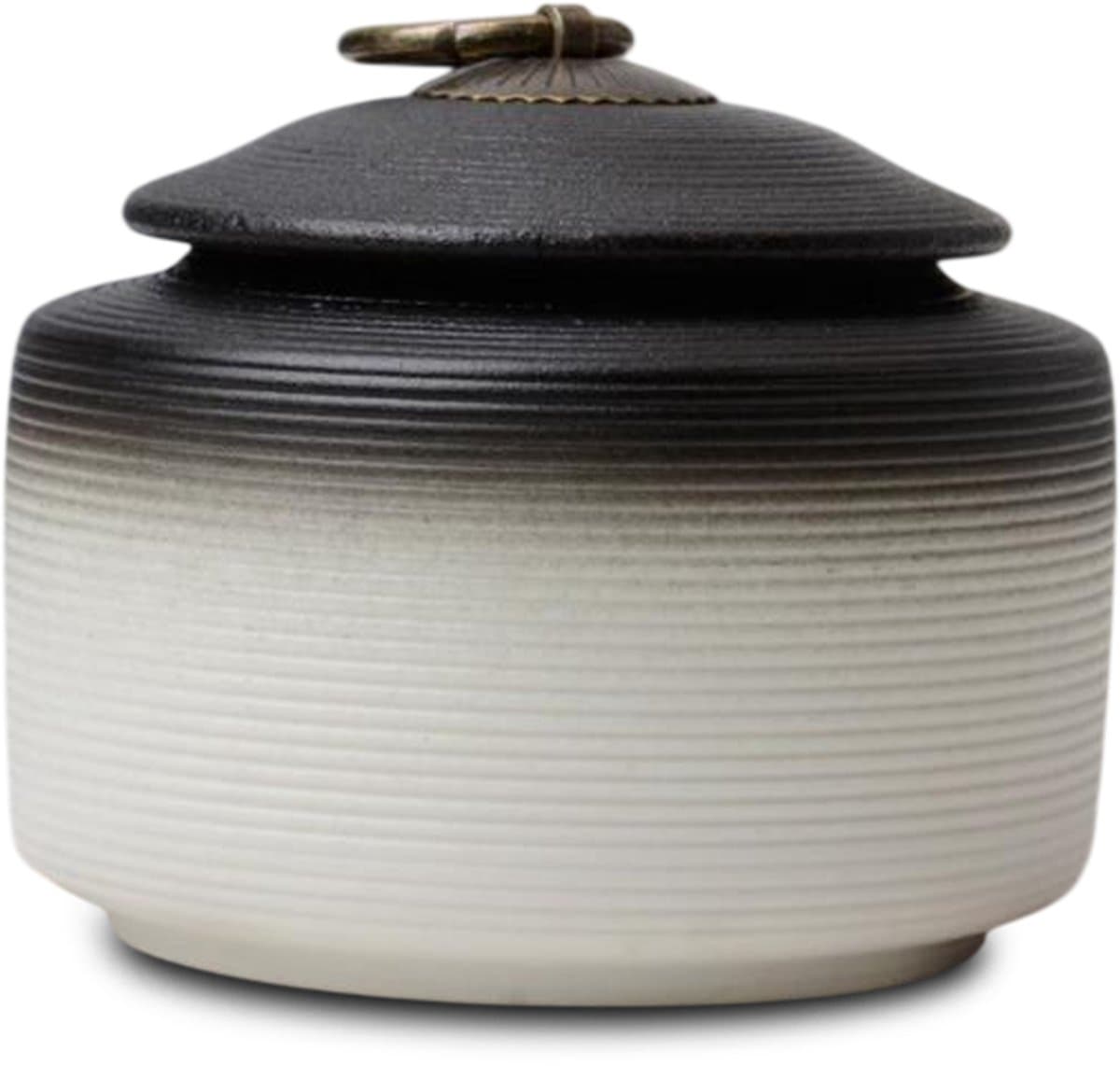 Akerz Keramische Mini Urn Zwart-Wit – 125 ml – Handgemaakte Herinneringsurn – Inclusief Beschermzakje – Voor Mensenas en Dierenas