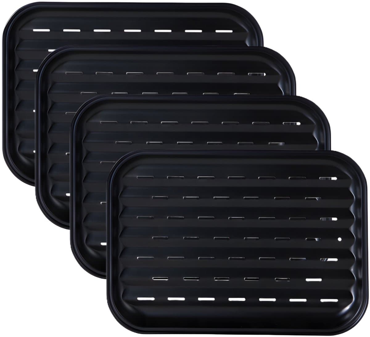 BBQ Collection grillschaal - 4x - staal - 34 x 24 x 2 cm - herbruikbaar - antiaanbaklaag - grillrooster