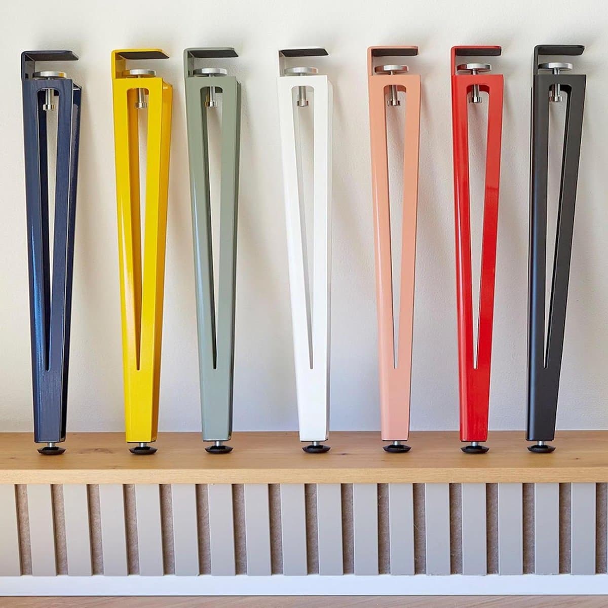 Tafelpoot F-vorm - Meubelpoot Onderstel - Tafel Maken - Klembevestiging zonder boren - 464 mm - Koraalrood