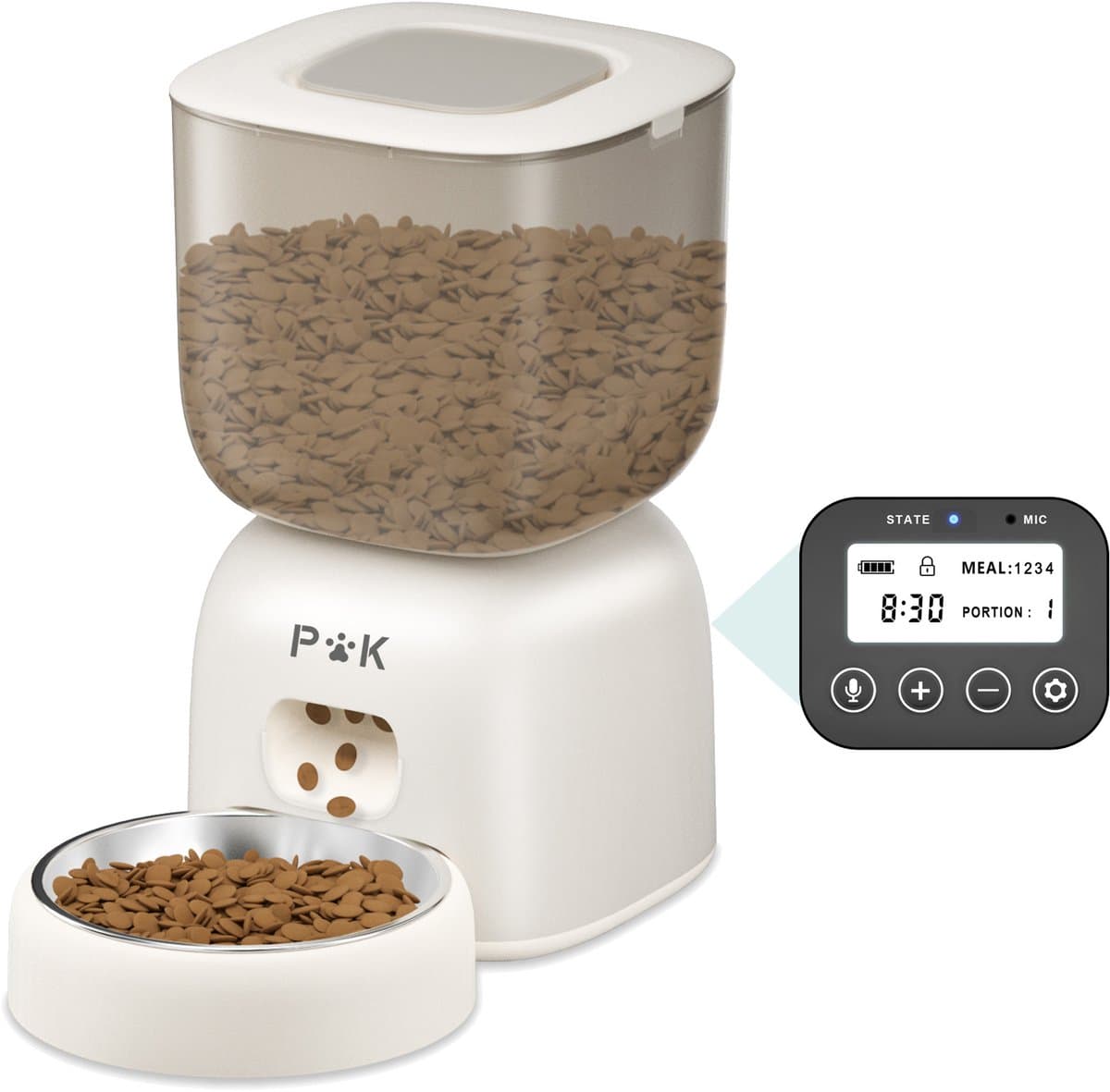 Balimo Voerautomaat - Automatische voerbak - 3L - Voerdispenser - Zonder app - Voor hond en kat - Wit