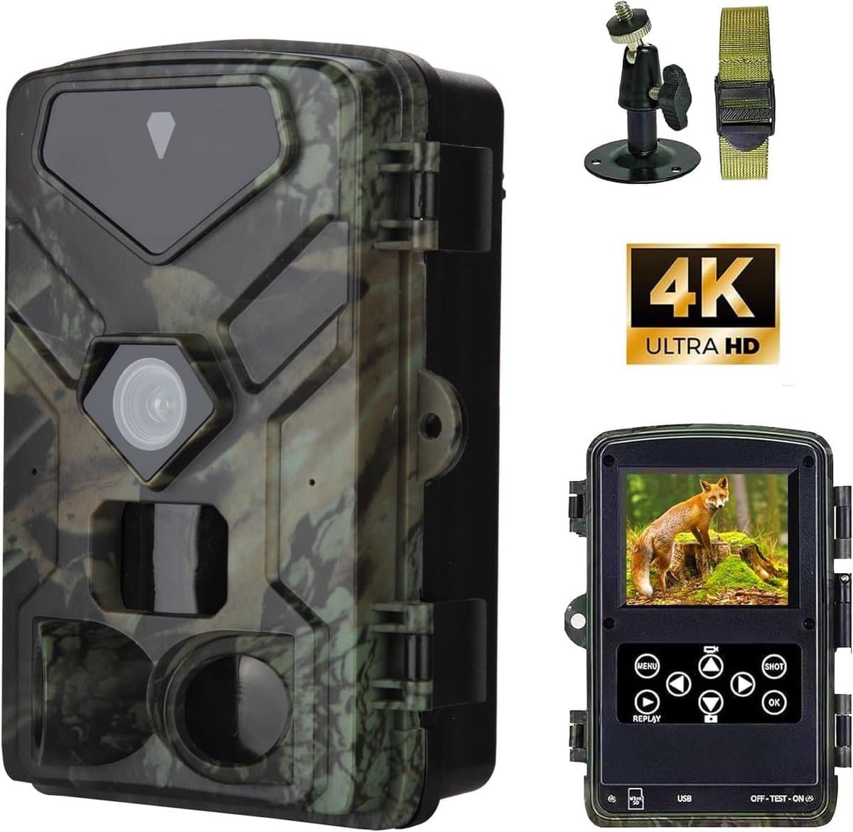 Wildlife Camera - Natuurcamera Trailcam - Dieren Observeren - 50MP 4K Nachtzicht - 13.5 cm - Groen