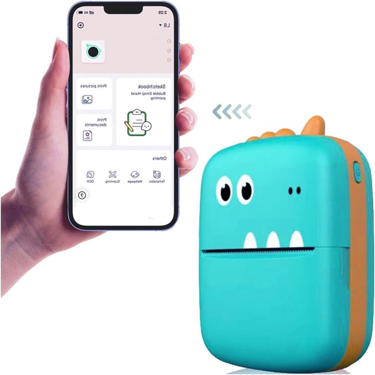 Compacte Draadloze Inktloze Zakprinter - Zwart-wit Afdrukken - Draagbare Mini-thermische Printer met APP voor Afbeeldingen en Etiketten .