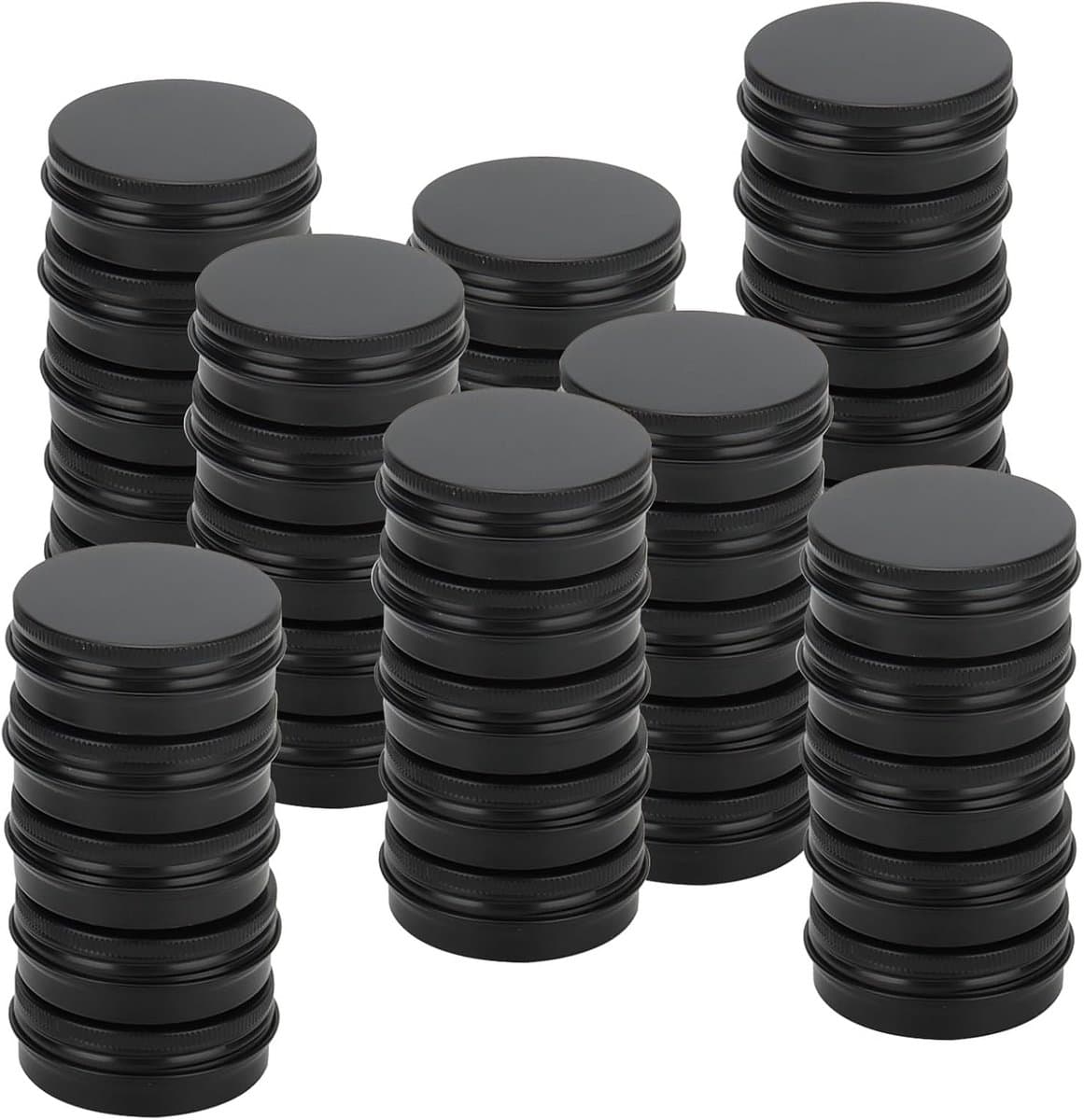 JAPCHET 40 Pcs 30ml Black Aluminum Cans, 1 oz Round Metal Tin Jars, Empty Travel Containers with Screw Lid for Makeup, Candles, Jewelry