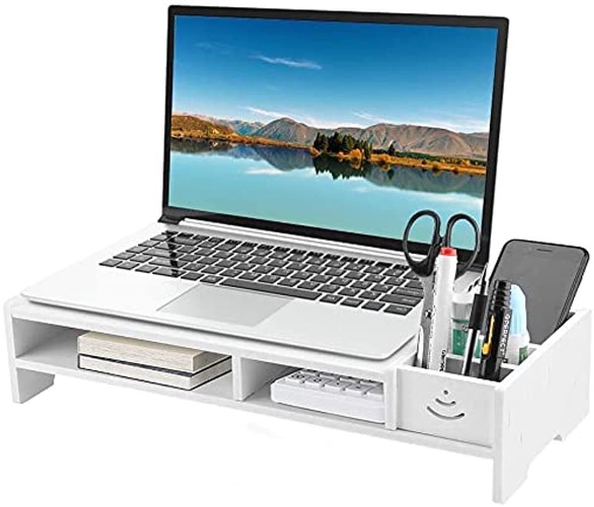 OmGoods - Dailygoody - PC Computer Monitor Riser - Bureau Monitorverhoger - Houdt uw bureau opgeruimd - 48 cm Desktop Organizer - Verbeter zitcomfort - Geschikt