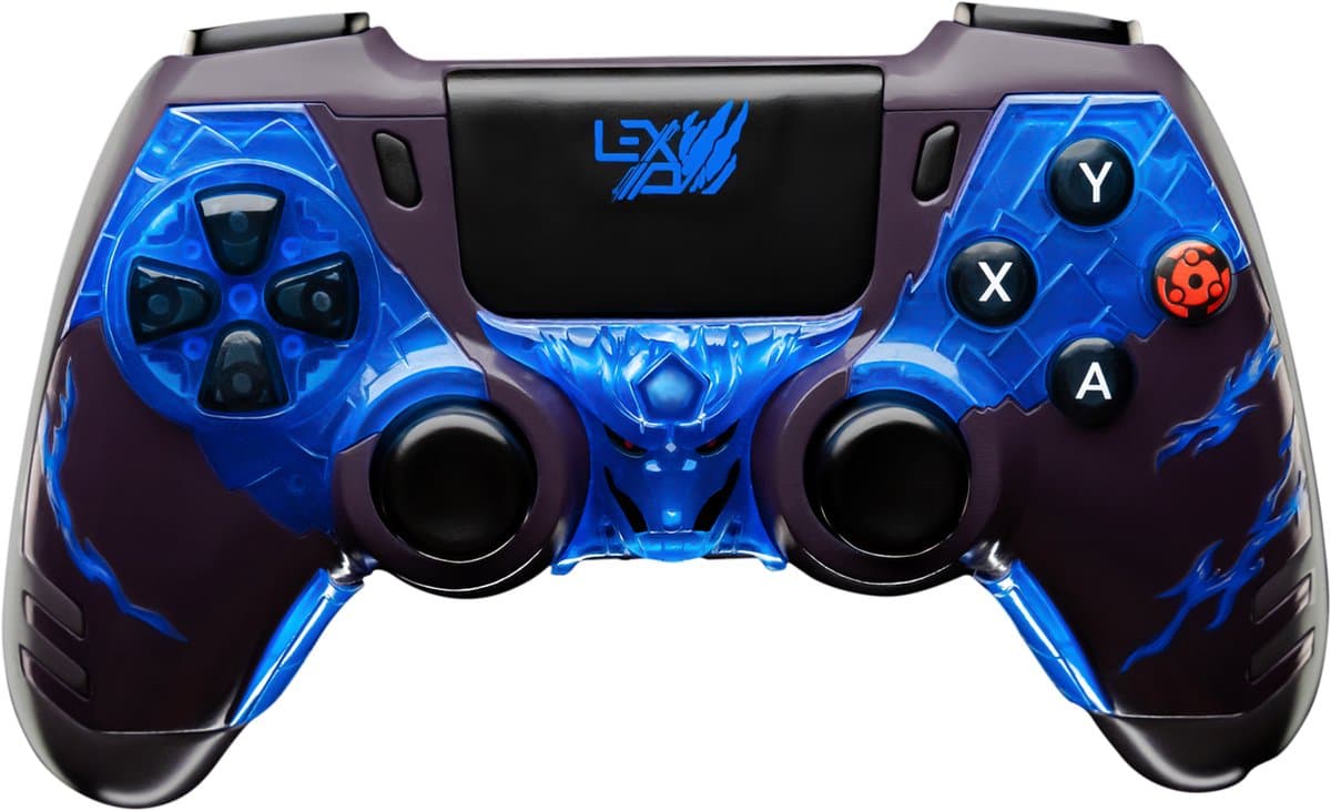LEXIP Madara "Destruction" draadloze controller - Exclusief Naruto Shippuden anime design - bekabeld of draadloos via 2,4 GHz USB dongle - Geschikt voor PC en Nintendo Switch - zwart, paars, blauw