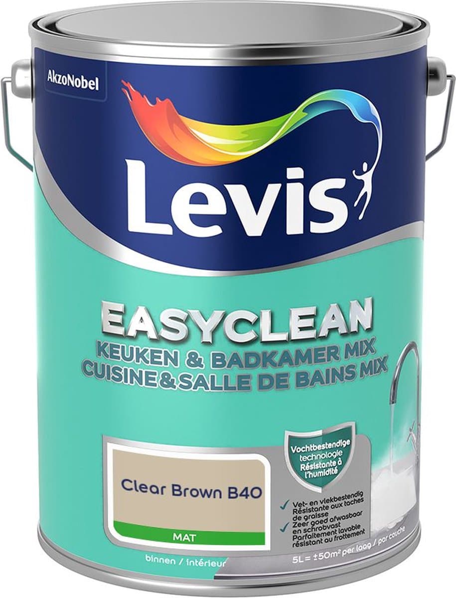 Levis - Easyclean Keuken & Badkamer Mix - Clear Brown B40 - Mengverf - 5 L