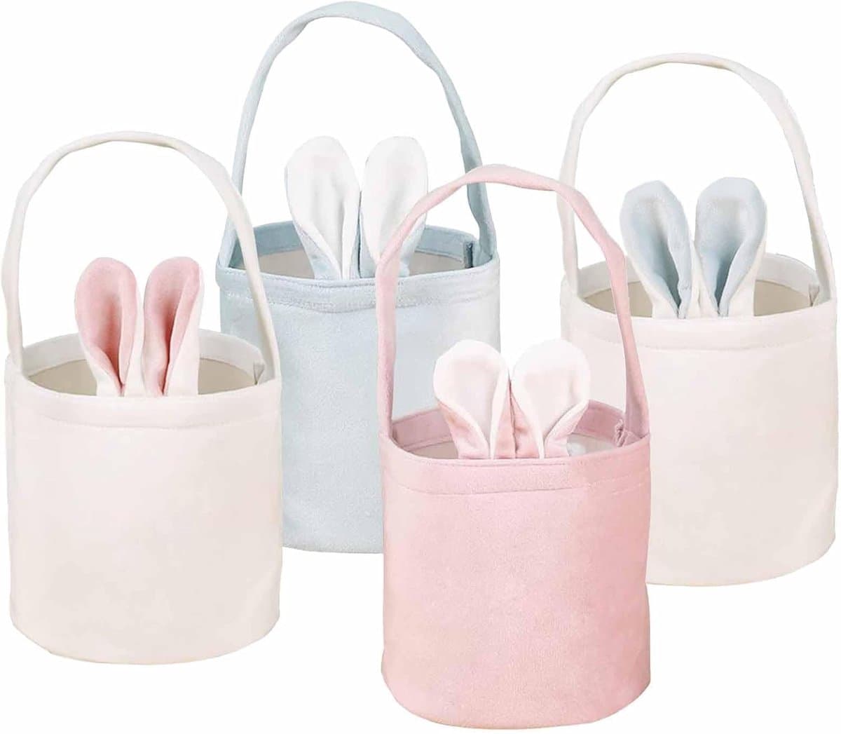 4-delige set - met handvat - paasmandjes - paasmandjes voor kinderen - paaszakjes met oortjes - paasgeschenkzakjes - 4 stuks