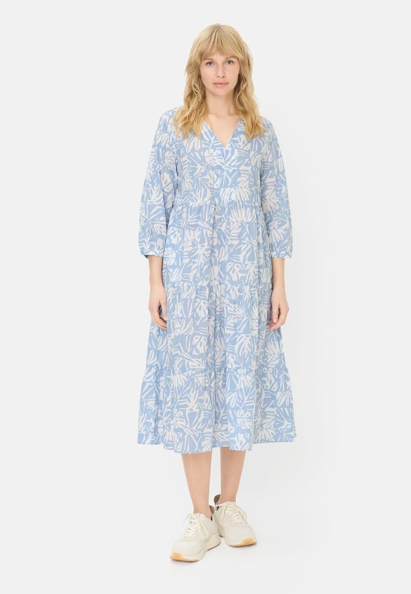 camel active Middellange zomerjurk met all-over print - Maat womenswear-L - Lichtblauw