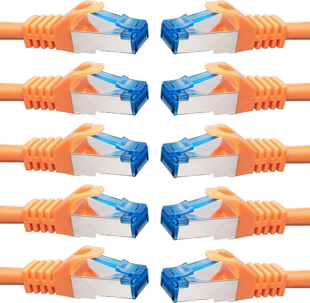 10 stuks 1m CAT 7 Gigabit patchkabel netwerkkabel oranje koper ethernet LAN DSL kabel