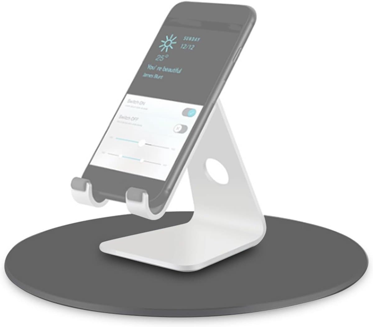 Monitor Draaiplateau - Scherm Roterende Voet - Bureau Organisatie - 360 Graden Rotatie - 23x23x1cm - Grijs Mat