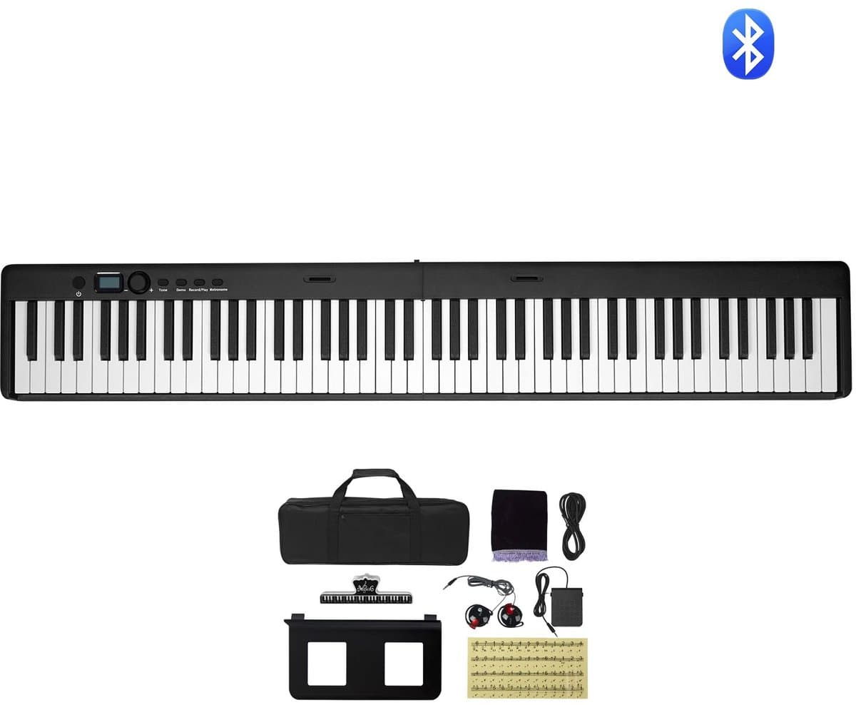 Allero Piano - 88 toetsen - Inklapbaar Toetsenbord - Elektrische Piano - Verstelbare Standaard - 128 Tonen - Pianotoetsenbord