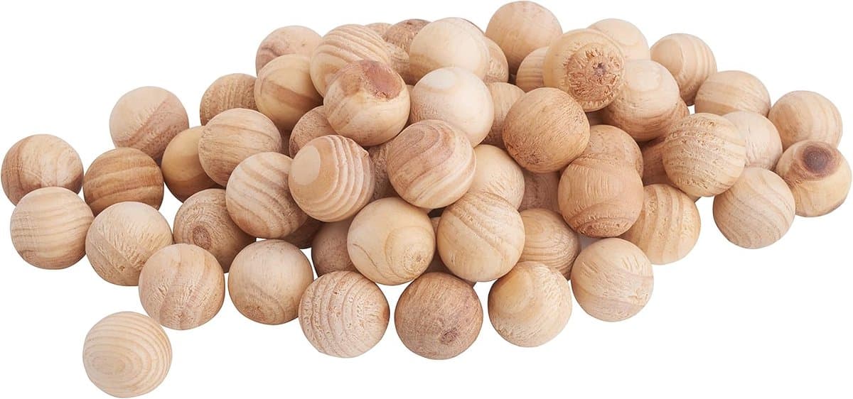 Houten Ballen - Ambachtelijke Kralen - Decoraties Maken - Onbehandeld Natuurlijk Materiaal - 70 Stuks 2.5cm - Beige