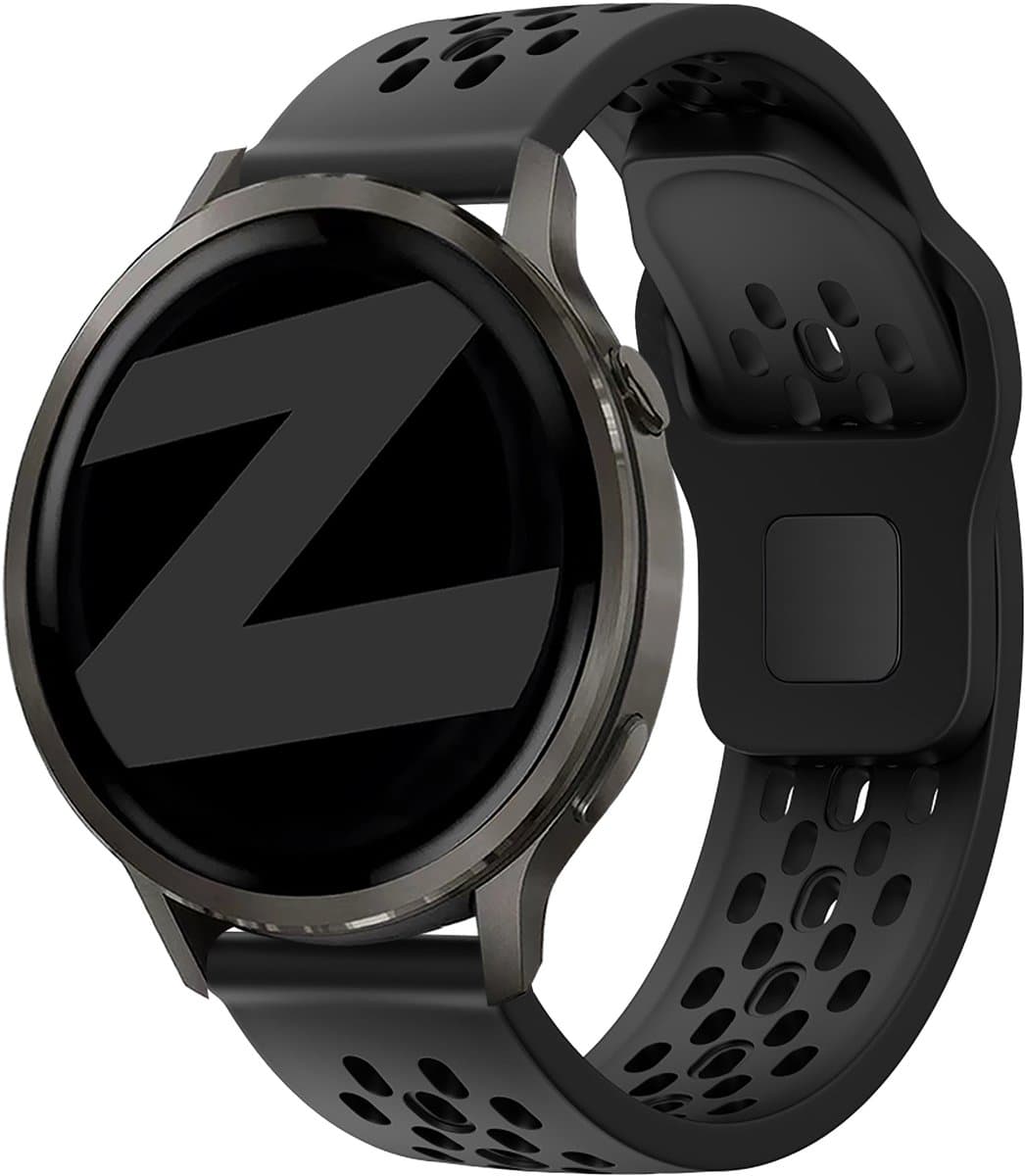 Bandz Siliconen 'Air' bandje geschikt voor Garmin Vivoactive 4 / Garmin Venu 4 - 45mm / Garmin Venu 3 / Garmin Venu 2 / Garmin Forerunner 570 - 47mm / Garmin Forerunner 265 / Garmin Forerunner 260 - Zwart