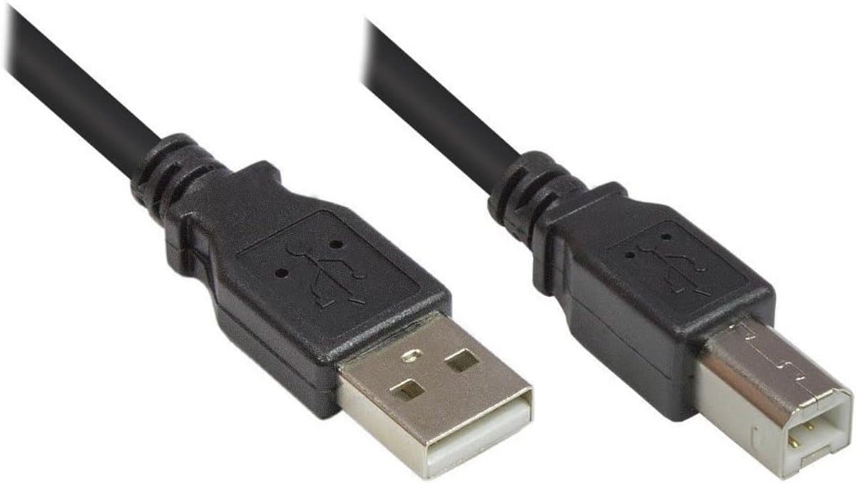USB 2.0 Printerkabel A naar B Zwart 50 cm Geschikt voor Printers en Scanners