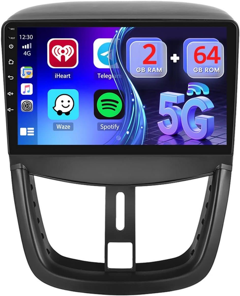 Android Auto Radio 9 Inch Scherm voor Peugeot 207 (2006-2015) met 2+64GB, GPS Navigatie en WiFi