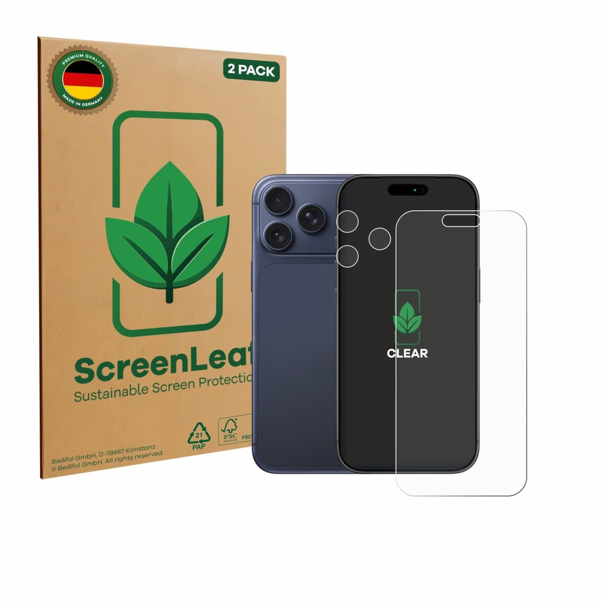 ScreenLeaf - Screenprotector voor Apple iPhone 17 Pro Max (Voor+Camera) - Duurzame schermbescherming Folie Beschermfolie transparant 2 Stuks